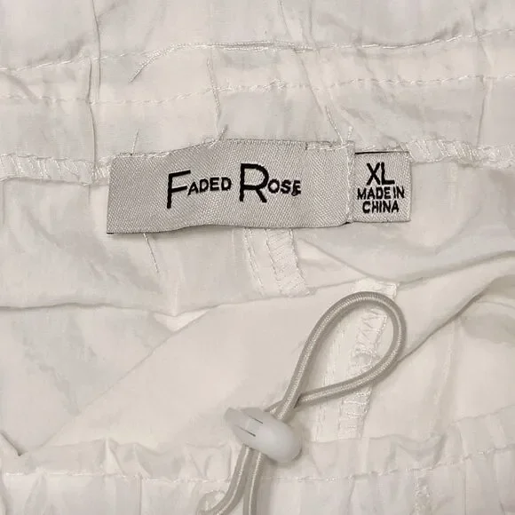 New Faded Rose Nylon Cargo Pants Parachute Style Women's Size XL Cordlock White - Picture 9 of 11